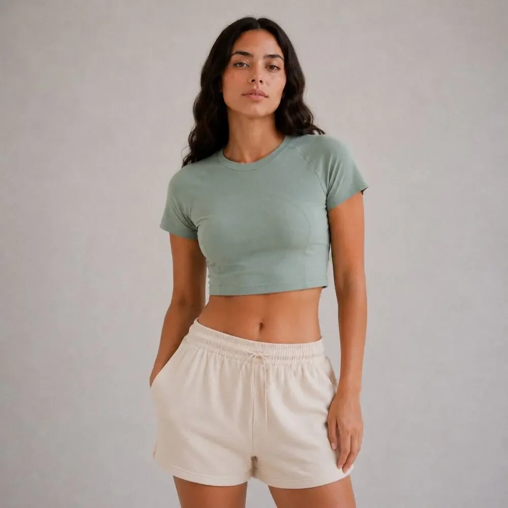 Lululemon Swiftly Tech Crop Top Womens 6 Green Crewneck Short Sleeve